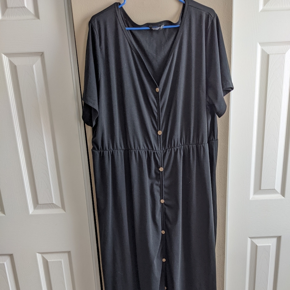 SHEIN 4X Black Maxi Button Down Dress